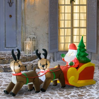 Φουσκωτός Άγιος Βασίλης με Έλκηθρο και Τάρανδο 210 x 80 x 120 cm HO...