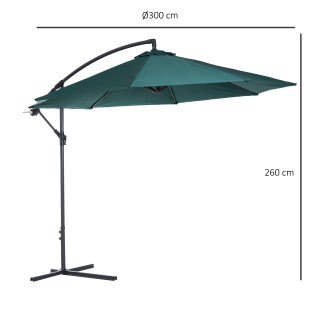 Outsunny Αποκεντρωμένη Μεταλλική Ομπρέλα, πράσινη, 3μ 01-0219