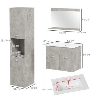 kleankin Σετ Έπιπλα Μπάνιου με Ντουλάπι νιπτήρα 60cm και Κεραμικό Ν... kleankin Σετ Έπιπλα Μπάνιου με Ντουλάπι νιπτήρα 60cm και Κεραμικό Ν...