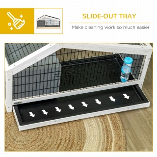 PawHut Ξύλινες Καλύβες με Σπίτι και Ανοιχτό Χώρο, Καλύβα για 1 Κουν...