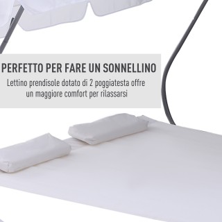 Outsunny Ξαπλώστρα διπλής ξαπλώστρας με ρυθμιζόμενη οροφή, κρέμα 84...