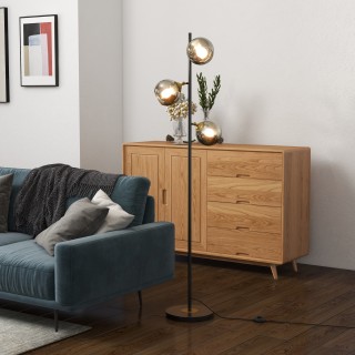 HOMCOM Μεταλλικό Φωτιστικό δαπέδου δέντρου με 3 γυάλινα αμπαζούρ, Ø...