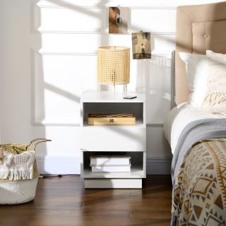 HOMCOM Μοντέρνα κομοδίνα με LED, Σετ 2 τεμαχίων σε λευκό μοριοσανίδ... HOMCOM Μοντέρνα κομοδίνα με LED, Σετ 2 τεμαχίων σε λευκό μοριοσανίδ...