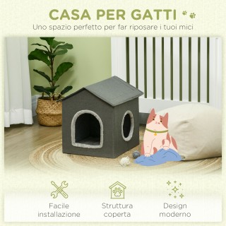 PawHut Cat House με Πλενόμενα Μαξιλάρια 2 Είσοδοι, 39x43,5x40,5cm Γ...