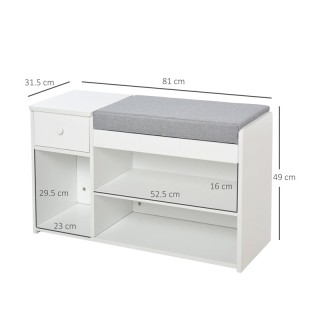 Πάγκος Αποθήκευσης Παπουτσιών με 3 Ράφια 1 Συρτάρι και Κάθισμα 49 x...