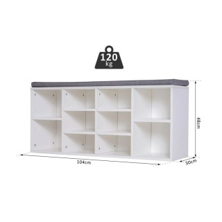 Πάγκος Αποθήκευσης Παπουτσιών με Μαξιλάρι και 10 Διαμερίσματα 104 x... Πάγκος Αποθήκευσης Παπουτσιών με Μαξιλάρι και 10 Διαμερίσματα 104 x...