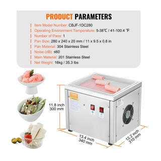 Παγωτομηχανή για Ρολό Παγωτού 340 x 310 x 300 mm VEVOR JYTMDGLCB210...