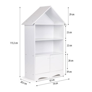 Παιδική Ξύλινη Βιβλιοθήκη με 3 Ράφια και 1 Ντουλάπι 74 x 28.5 x 115... Παιδική Ξύλινη Βιβλιοθήκη με 3 Ράφια και 1 Ντουλάπι 74 x 28.5 x 115...