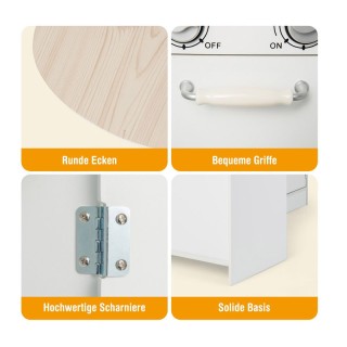 Παιδική Ξύλινη Γωνιακή Κουζίνα με Ψυγείο 65 x 60 x 85 cm Costway TP...