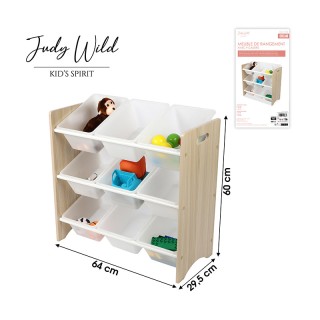 Ξύλινη Παιδική Ραφιέρα με 9 Πλαστικά Καλάθια 64 x 29.5 x 60 cm Drea...