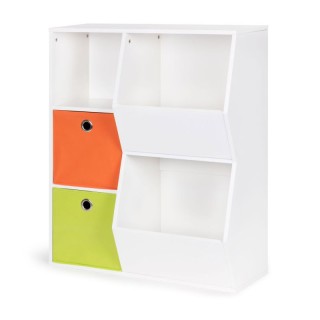 Παιδική Ξύλινη Βιβλιοθήκη με 3 Ράφια και 2 Υφασμάτινα Κουτιά Αποθήκ... Παιδική Ξύλινη Βιβλιοθήκη με 3 Ράφια και 2 Υφασμάτινα Κουτιά Αποθήκ...