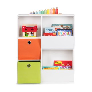 Παιδική Ξύλινη Βιβλιοθήκη με 3 Ράφια και 2 Υφασμάτινα Κουτιά Αποθήκ... Παιδική Ξύλινη Βιβλιοθήκη με 3 Ράφια και 2 Υφασμάτινα Κουτιά Αποθήκ...