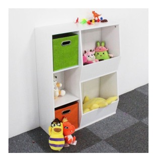 Παιδική Ξύλινη Βιβλιοθήκη με 3 Ράφια και 2 Υφασμάτινα Κουτιά Αποθήκ... Παιδική Ξύλινη Βιβλιοθήκη με 3 Ράφια και 2 Υφασμάτινα Κουτιά Αποθήκ...