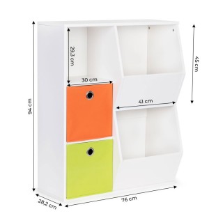 Παιδική Ξύλινη Βιβλιοθήκη με 3 Ράφια και 2 Υφασμάτινα Κουτιά Αποθήκ...