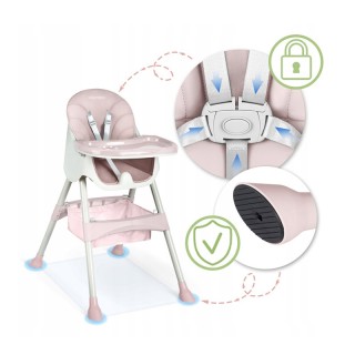 Παιδικό Κάθισμα Φαγητού 3 σε 1 Χρώματος Ροζ Ricokids Milo Παιδικό Κάθισμα Φαγητού 3 σε 1 Χρώματος Ροζ Ricokids Milo