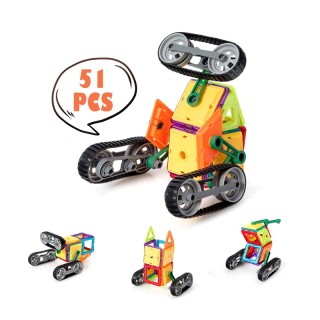 Παιδικό Μαγνητικό Σετ Κατασκευής Οχημάτων 51 τμχ Costway TY580397 Παιδικό Μαγνητικό Σετ Κατασκευής Οχημάτων 51 τμχ Costway TY580397