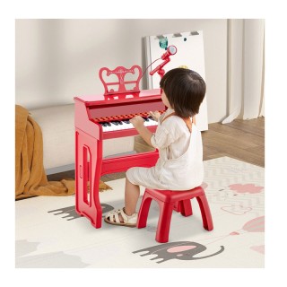 Παιδικό Πιάνο 37 Πλήκτρων με Σκαμπό και Μικρόφωνο Costway TM10097RE