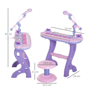 Παιδικό Πιάνο με Μικρόφωνο και Σκαμπό 55 x 24 x 83 cm HOMCOM 390-011 Παιδικό Πιάνο με Μικρόφωνο και Σκαμπό 55 x 24 x 83 cm HOMCOM 390-011