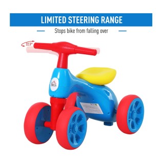 Παιδικό Ποδήλατο Ισορροπίας με 4 Ρόδες Χρώματος Μπλε HOMCOM 370-088BU Παιδικό Ποδήλατο Ισορροπίας με 4 Ρόδες Χρώματος Μπλε HOMCOM 370-088BU