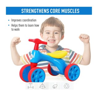 Παιδικό Ποδήλατο Ισορροπίας με 4 Ρόδες Χρώματος Μπλε HOMCOM 370-088BU Παιδικό Ποδήλατο Ισορροπίας με 4 Ρόδες Χρώματος Μπλε HOMCOM 370-088BU