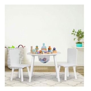 Παιδικό Σετ με Ξύλινο Στρογγυλό Τραπέζι και 2 Καρέκλες Ecotoys WH135