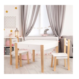 Παιδικό Σετ με Ξύλινο Τραπέζι και 2 Καρέκλες Ecotoys OT143