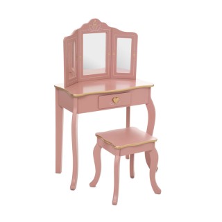 Παιδικό Ξύλινο Μπουντουάρ με Πτυσσόμενο Καθρέπτη και Σκαμπό 59.5 x ...