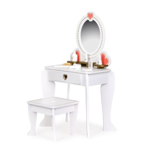 Παιδικό Ξύλινο Μπουντουάρ με Καθρέπτη και Σκαμπό 50 x 33 x 92.5 cm ...