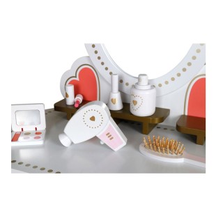 Παιδικό Ξύλινο Μπουντουάρ με Καθρέπτη και Σκαμπό 50 x 33 x 92.5 cm ...