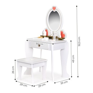 Παιδικό Ξύλινο Μπουντουάρ με Καθρέπτη και Σκαμπό 50 x 33 x 92.5 cm ...