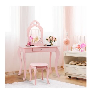 Παιδικό Ξύλινο Μπουντουάρ με Καθρέπτη και Σκαμπό 70 x 34 x 105.5 cm... Παιδικό Ξύλινο Μπουντουάρ με Καθρέπτη και Σκαμπό 70 x 34 x 105.5 cm...