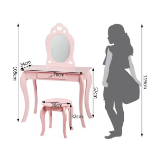 Παιδικό Ξύλινο Μπουντουάρ με Καθρέπτη και Σκαμπό 70 x 34 x 105.5 cm... Παιδικό Ξύλινο Μπουντουάρ με Καθρέπτη και Σκαμπό 70 x 34 x 105.5 cm...