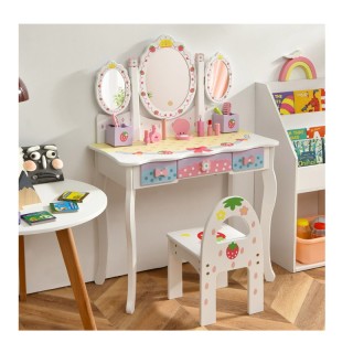 Παιδικό Ξύλινο Μπουντουάρ με Καθρέπτη και Καρέκλα 70 x 34 x 105 cm ... Παιδικό Ξύλινο Μπουντουάρ με Καθρέπτη και Καρέκλα 70 x 34 x 105 cm ...