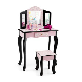 Παιδικό Ξύλινο Μπουντουάρ με Καθρέπτη και Σκαμπό 60 x 27.5 x 97.5 c... Παιδικό Ξύλινο Μπουντουάρ με Καθρέπτη και Σκαμπό 60 x 27.5 x 97.5 c...