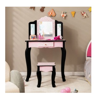 Παιδικό Ξύλινο Μπουντουάρ με Καθρέπτη και Σκαμπό 60 x 27.5 x 97.5 c... Παιδικό Ξύλινο Μπουντουάρ με Καθρέπτη και Σκαμπό 60 x 27.5 x 97.5 c...