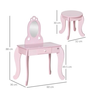 Παιδικό Ξύλινο Μπουντουάρ με Καθρέπτη και Σκαμπό 60 x 36 x 88 cm HO... Παιδικό Ξύλινο Μπουντουάρ με Καθρέπτη και Σκαμπό 60 x 36 x 88 cm HO...