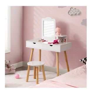 Παιδικό Ξύλινο Μπουντουάρ με Καθρέπτη και Σκαμπό 70 x 37 x 100 cm C... Παιδικό Ξύλινο Μπουντουάρ με Καθρέπτη και Σκαμπό 70 x 37 x 100 cm C...