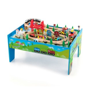 Παιδικό Ξύλινο Τραπέζι Διπλής Όψης με Σιδηρόδρομο 80 τμχ 82.5 x 60 ... Παιδικό Ξύλινο Τραπέζι Διπλής Όψης με Σιδηρόδρομο 80 τμχ 82.5 x 60 ...