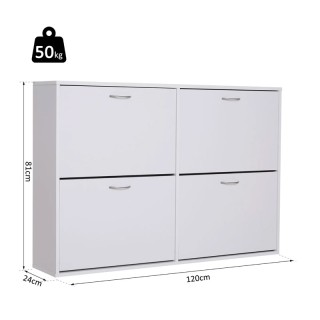 Ξύλινη Παπουτσοθήκη 120 x 24 x 81 cm HOMCOM 837-004WT Ξύλινη Παπουτσοθήκη 120 x 24 x 81 cm HOMCOM 837-004WT