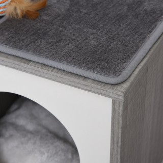 PawHut Cat Scratching Post Tree με κρεβάτι και κολόνα σε γκρι σχοιν...