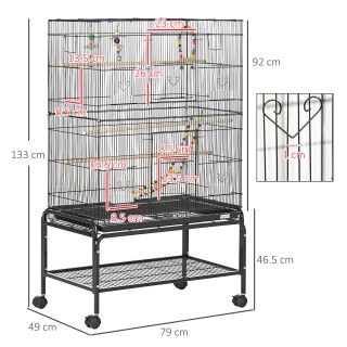 PawHut Steel Bird Cage with Perches, Toys, Food Contains and Tray, ... PawHut Steel Bird Cage with Perches, Toys, Food Contains and Tray, ...