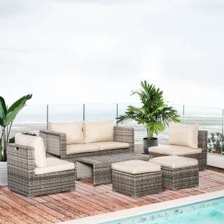 Outsunny PE Rattan Garden Lounge 8 τεμαχίων με πολυθρόνες, τραπέζια...