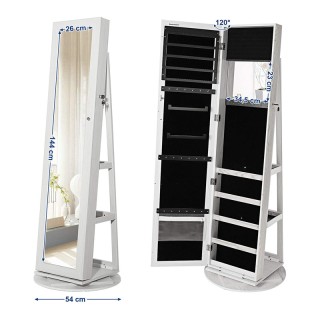 Περιστρεφόμενη Κοσμηματοθήκη Μπιζουτιέρα με Ολόσωμο Καθρέπτη 38 x 1...