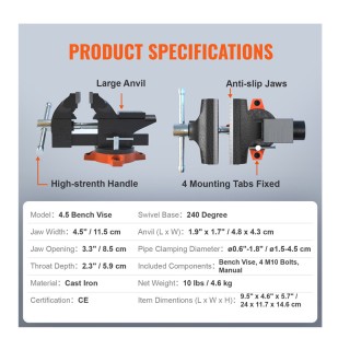 Περιστρεφόμενη Μέγγενη Πάγκου με Αμόνι 115 mm VEVOR DGNTQDXZSYC45IU... Περιστρεφόμενη Μέγγενη Πάγκου με Αμόνι 115 mm VEVOR DGNTQDXZSYC45IU...