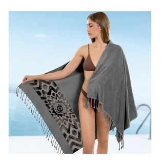 Πετσέτα Θαλάσσης 100% Βαμβάκι 90 x 170 cm Pestemal 17 Anthracite Gu...