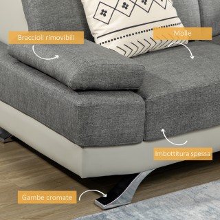 HOMCOM 2θέσιος καναπές από συνθετικό δέρμα PU με ρυθμιζόμενο προσκέ...