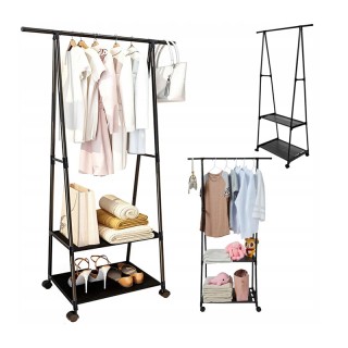 Πλαστική Τροχήλατη Κρεμάστρα Δαπέδου με 2 Υφασμάτινα Ράφια 85 x 37 ... Πλαστική Τροχήλατη Κρεμάστρα Δαπέδου με 2 Υφασμάτινα Ράφια 85 x 37 ...