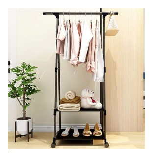 Πλαστική Τροχήλατη Κρεμάστρα Δαπέδου με 2 Υφασμάτινα Ράφια 85 x 37 ... Πλαστική Τροχήλατη Κρεμάστρα Δαπέδου με 2 Υφασμάτινα Ράφια 85 x 37 ...