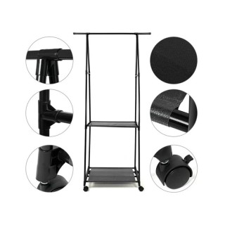 Πλαστική Τροχήλατη Κρεμάστρα Δαπέδου με 2 Υφασμάτινα Ράφια 85 x 37 ... Πλαστική Τροχήλατη Κρεμάστρα Δαπέδου με 2 Υφασμάτινα Ράφια 85 x 37 ...