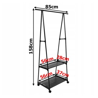 Πλαστική Τροχήλατη Κρεμάστρα Δαπέδου με 2 Υφασμάτινα Ράφια 85 x 37 ... Πλαστική Τροχήλατη Κρεμάστρα Δαπέδου με 2 Υφασμάτινα Ράφια 85 x 37 ...